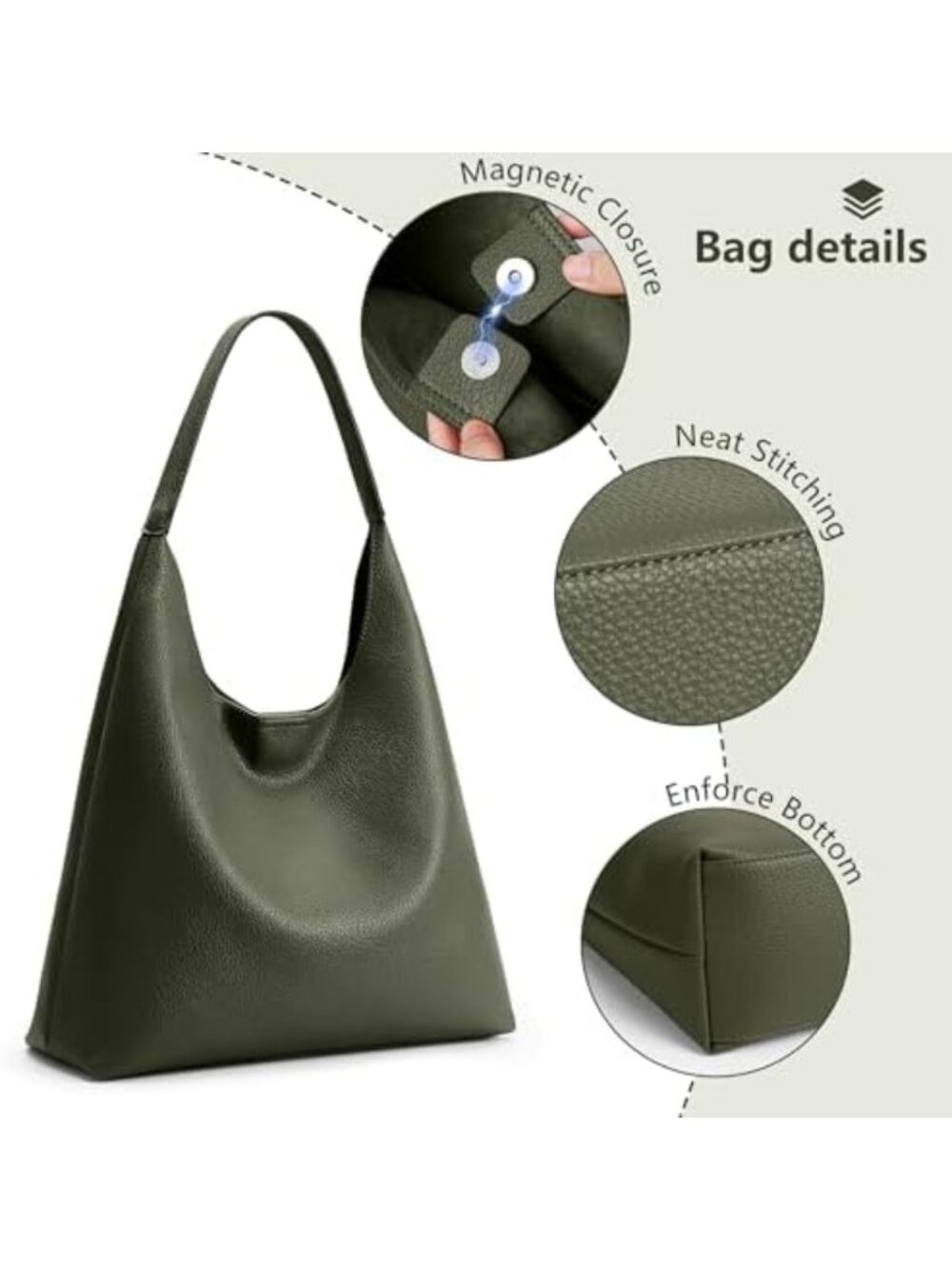 Chic Slouchy Hobo Bag | 34cm Everyday Tote | Casual Weekender Sack for Women - Picture 5 of 7